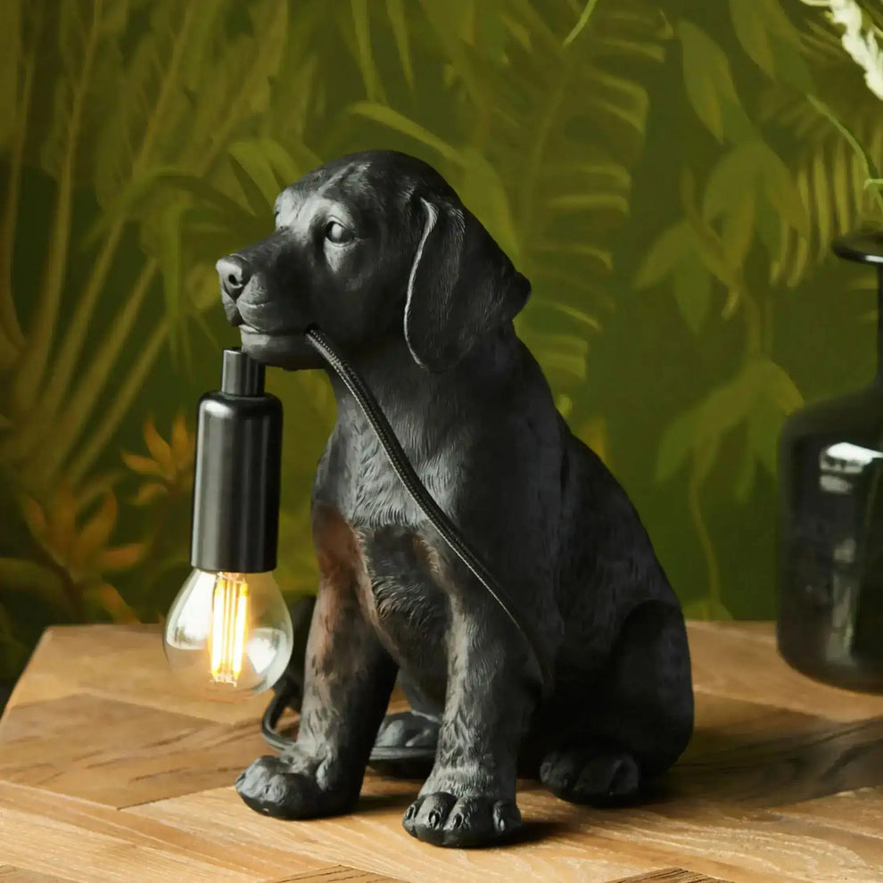 Black Labrador Puppy Table Lamp