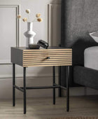 Black Lined Single Drawer Bedside Table - The Farthing