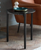 Black Oak Round Side Table - The Farthing