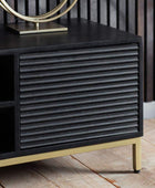 Black Rippled Wood 2 Door Media Unit - The Farthing