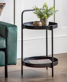 Black Round Two Tier Side Table - The Farthing