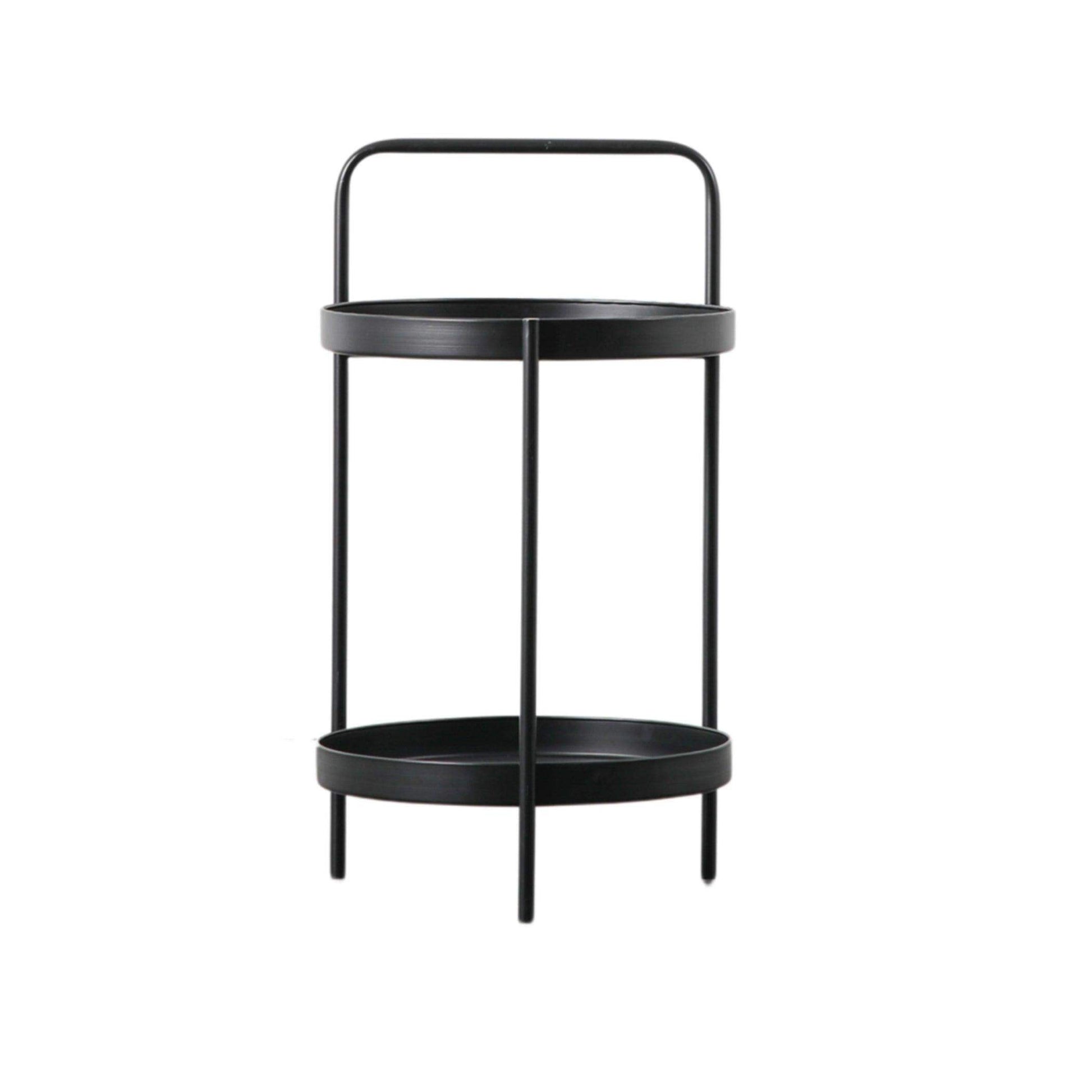 Black Round Two Tier Side Table - The Farthing