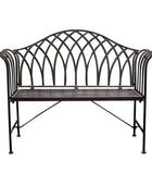 Black Scrolled Arm Metal Garden Bench - The Farthing