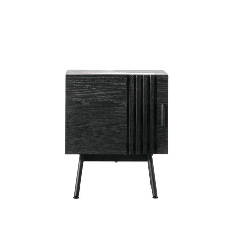 Black Slatted Bedside Table - The Farthing