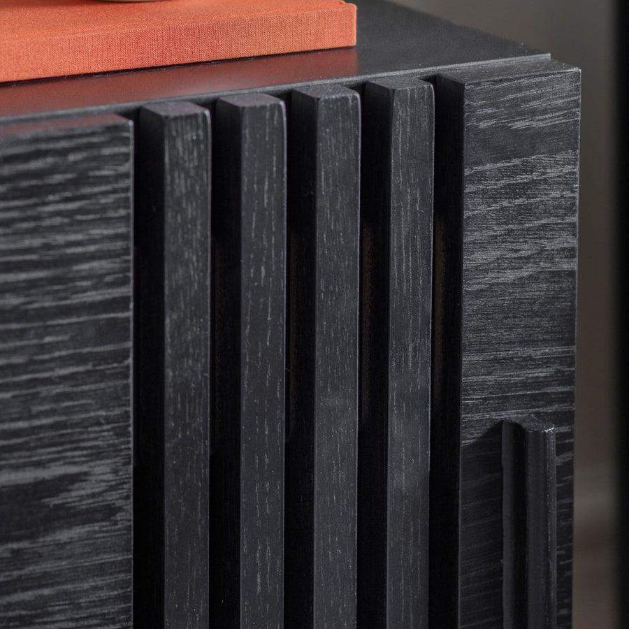 Black Slatted Bedside Table - The Farthing