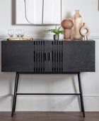 Black Slatted Wood 2 Door Sideboard - The Farthing