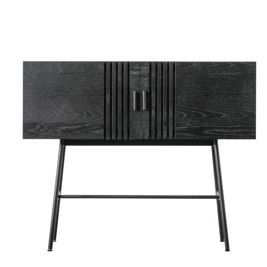 Black Slatted Wood 2 Door Sideboard - The Farthing