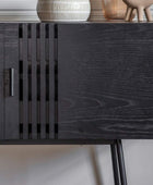 Black Slatted Wood 2 Door Sideboard - The Farthing