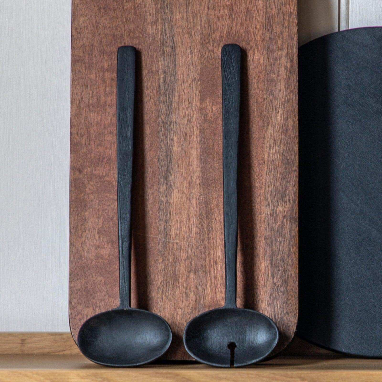 Black Stained Mango Wood Salad Servers - The Farthing
