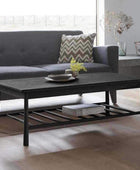 Black Stained Oak Rectangle Spindle Shelf Coffee Table - The Farthing