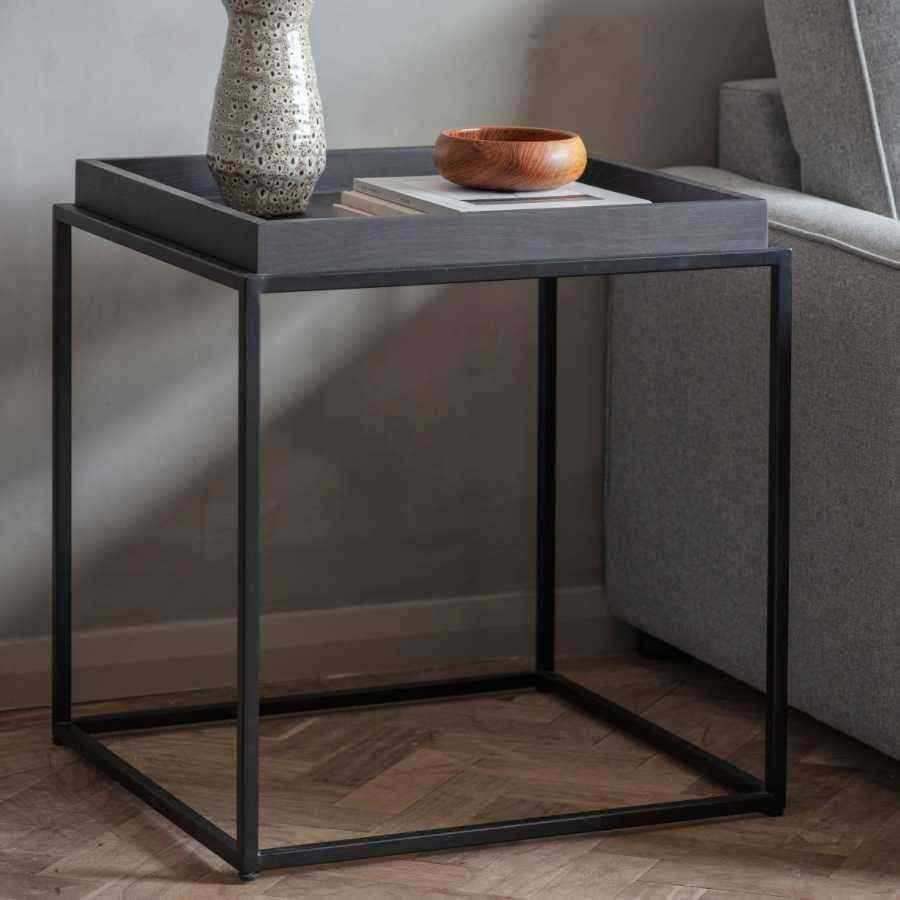 Black Stained Wooden Mid-Century inspired Side Table - The Farthing