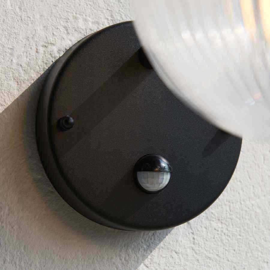 Black Swan Necked Wall Light with PIR sensor - The Farthing