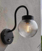 Black Swan Necked Wall Light with PIR sensor - The Farthing