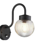 Black Swan Necked Wall Light with PIR sensor - The Farthing