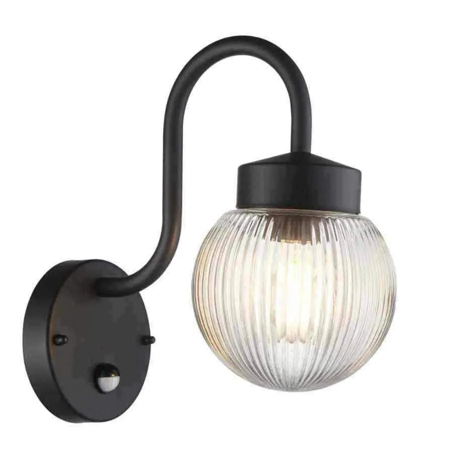 Black Swan Necked Wall Light with PIR sensor - The Farthing