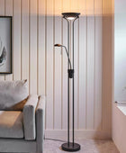 Black Up Light Floor Lamp with Reading Light - The Farthing