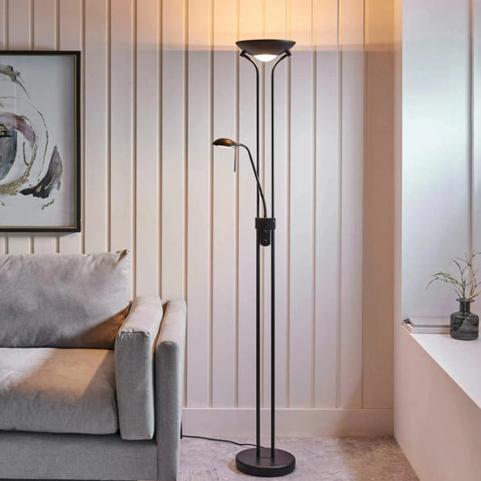 Black Up Light Floor Lamp with Reading Light - The Farthing