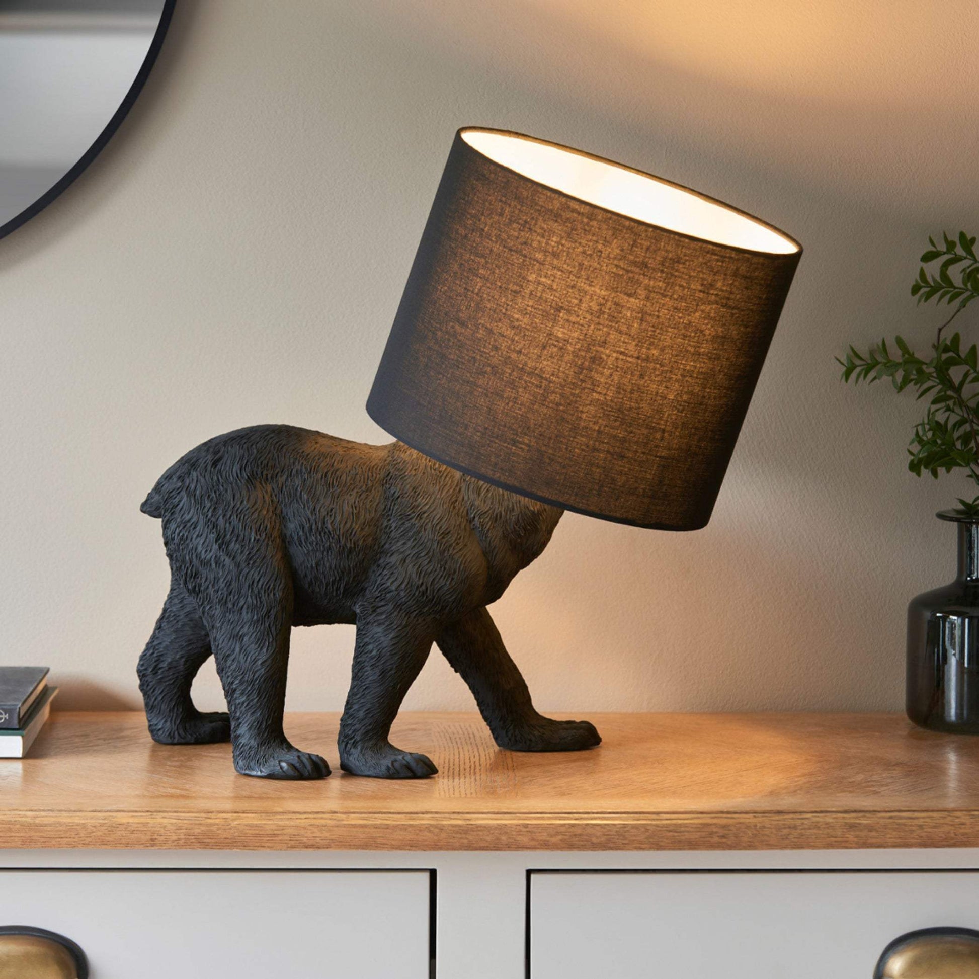 Black Bear Table Light with Shade - The Farthing