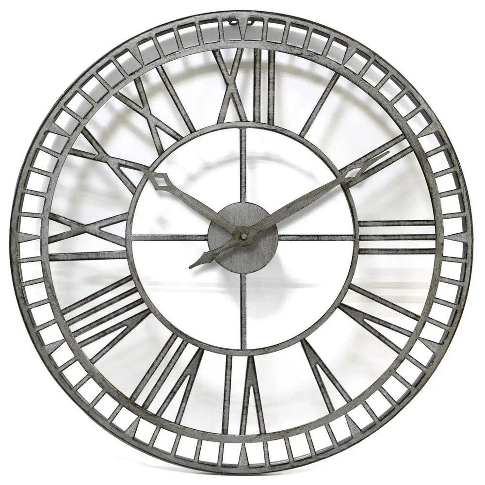 Distressed Black Indoor / Outdoor Skeleton Clock