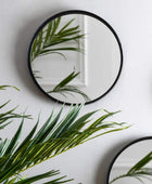 Matt Black Round Metal Wall Mirror - The Farthing