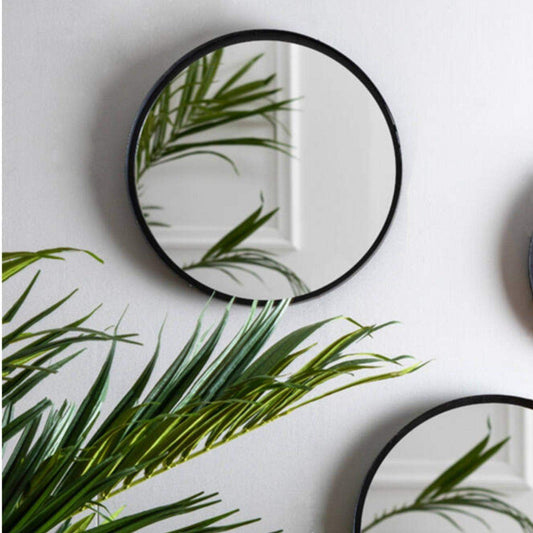 Matt Black Round Metal Wall Mirror - The Farthing