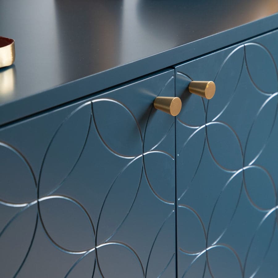 Blue Geometric Circular Pattern Sideboard Cabinet - The Farthing
