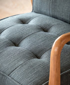 Blue Grey Linen Mid Century Inspired Arm Chair - The Farthing