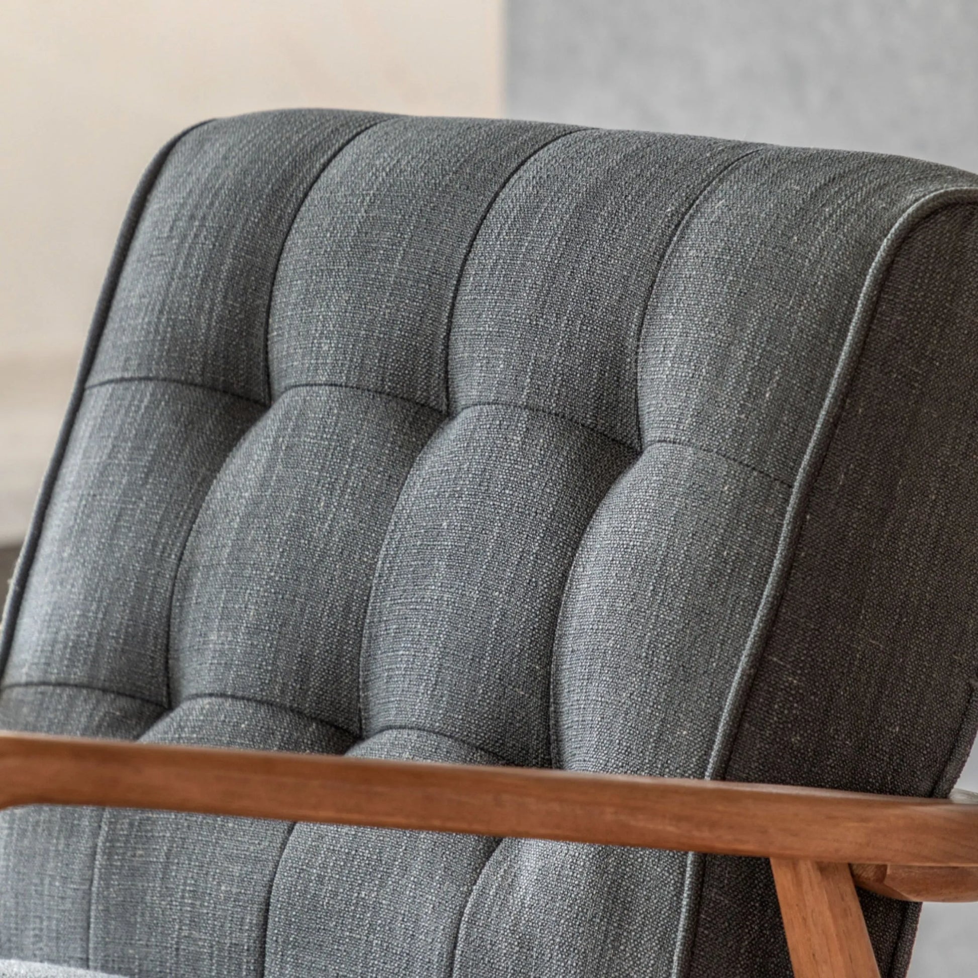 Blue Grey Linen Mid Century Inspired Arm Chair - The Farthing