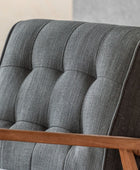 Blue Grey Linen Mid Century Inspired Arm Chair - The Farthing