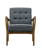 Blue Grey Linen Mid Century Inspired Arm Chair - The Farthing