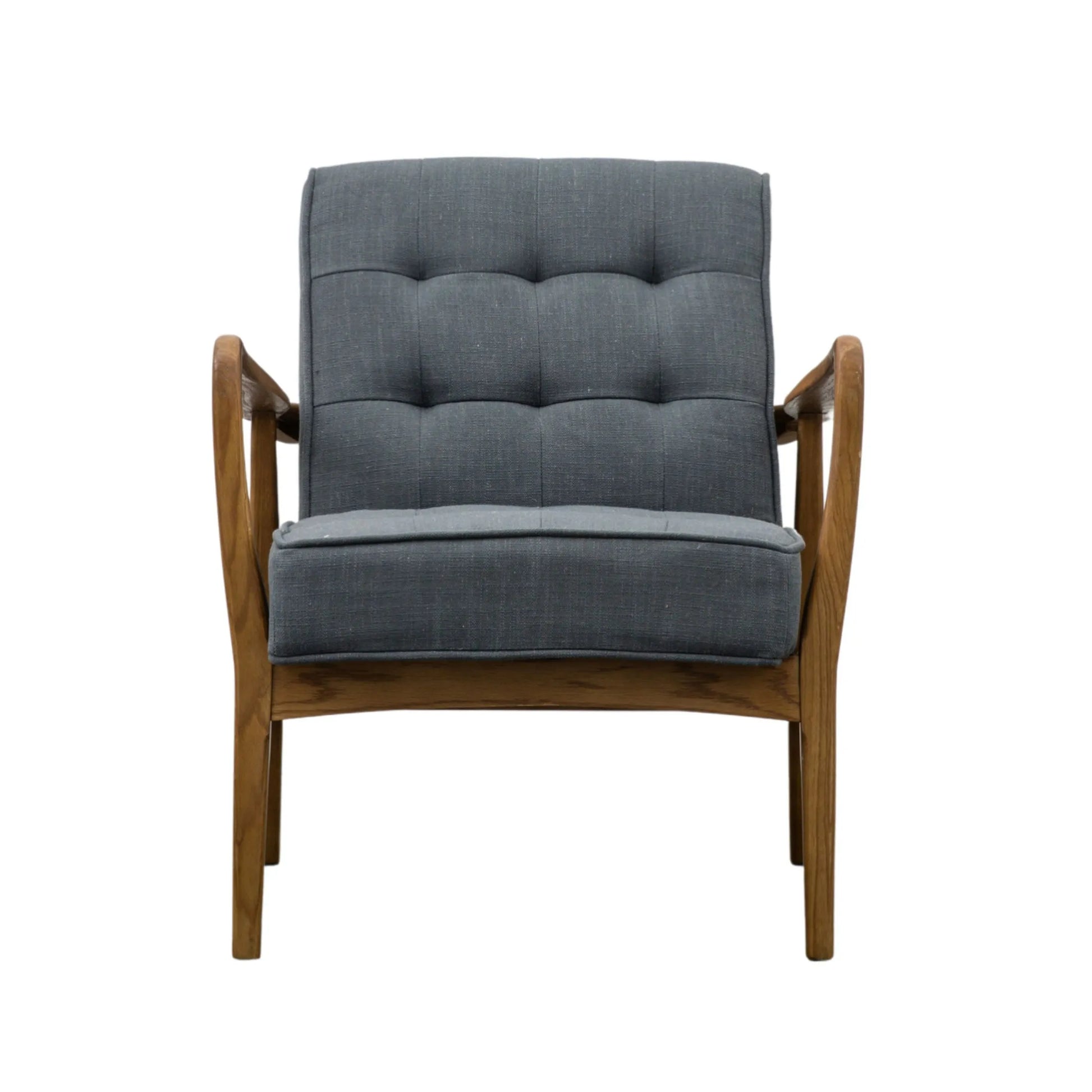 Blue Grey Linen Mid Century Inspired Arm Chair - The Farthing