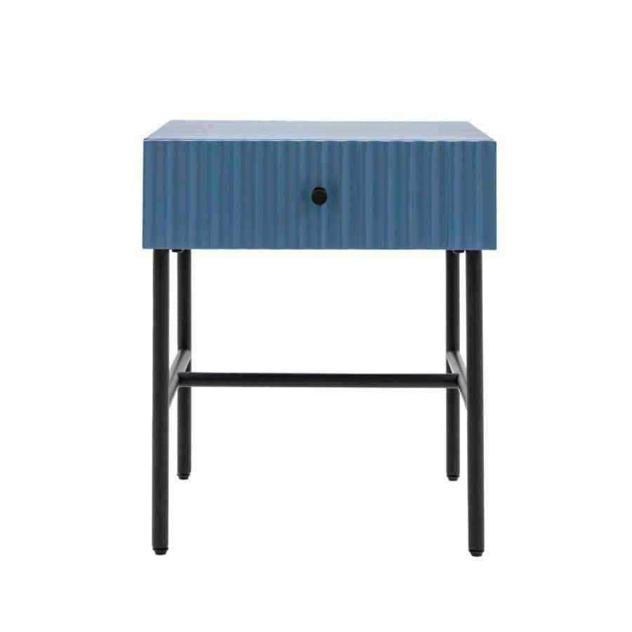 Blue Scalloped Front Side Table with Single Drawer - The Farthing