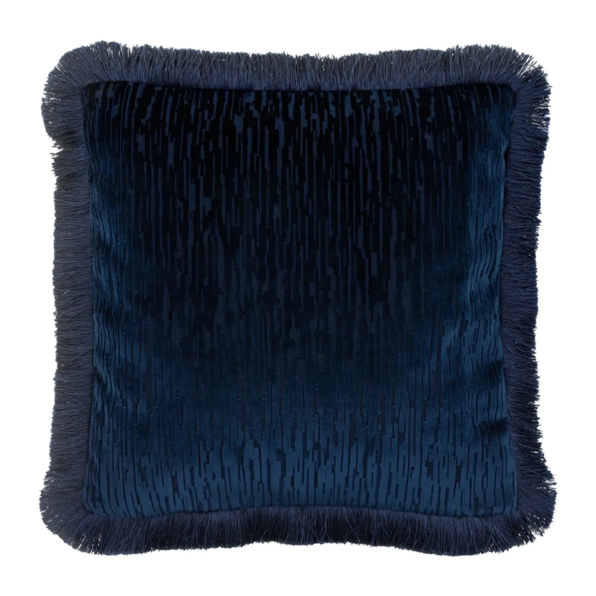 Blue Velvet Fringe Cushion - The Farthing