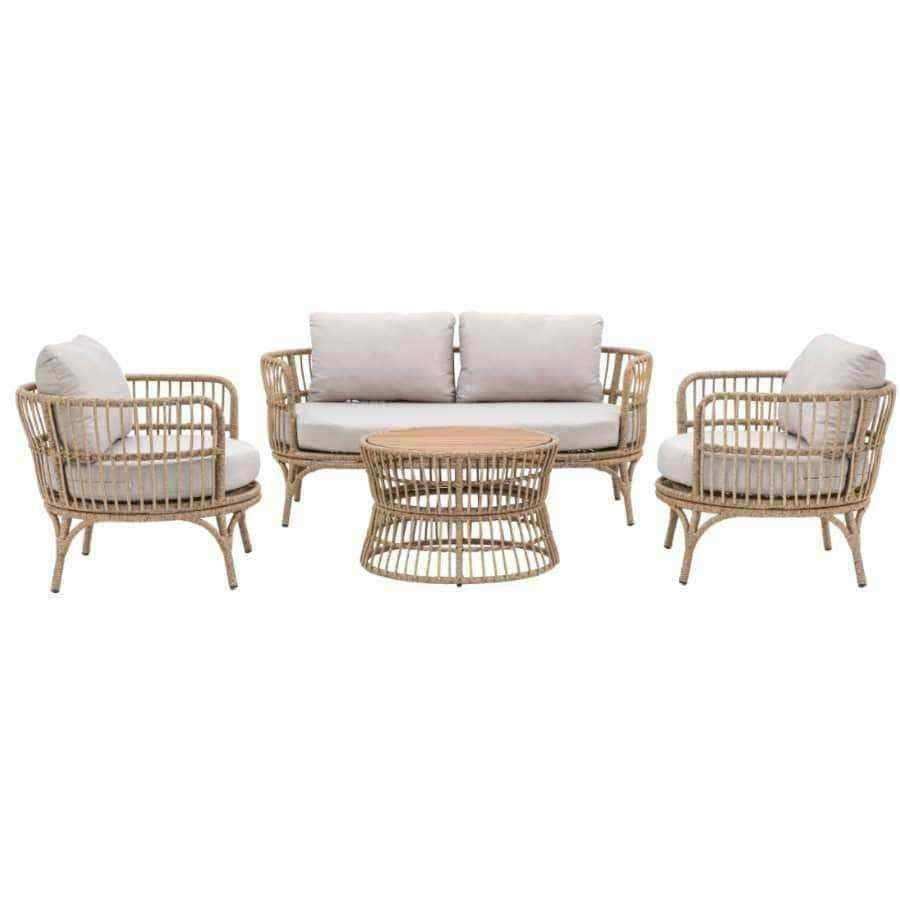 Boho inspired Woven PE Rattan Outdoor Lounge Set - The Farthing
