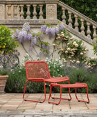 Bold Orange Rope Lounger Chair and Footstool