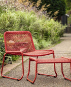 Bold Orange Rope Lounger Chair and Footstool - The Farthing