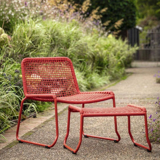 Bold Orange Rope Lounger Chair and Footstool - The Farthing