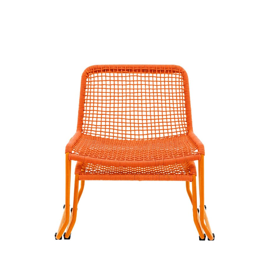 Bold Orange Rope Lounger Chair and Footstool - The Farthing