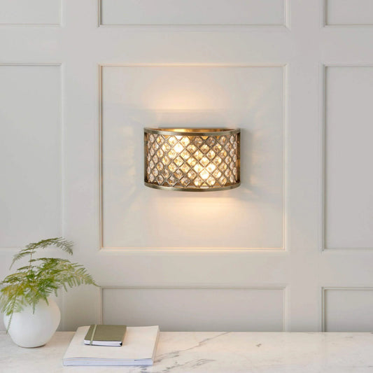 Brass Crystal Beads Wall Light - The Farthing