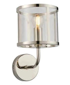 Bright Nickel & Glass Cylinder Wall Light - The Farthing