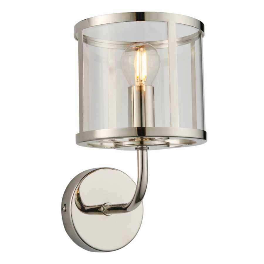Bright Nickel & Glass Cylinder Wall Light - The Farthing