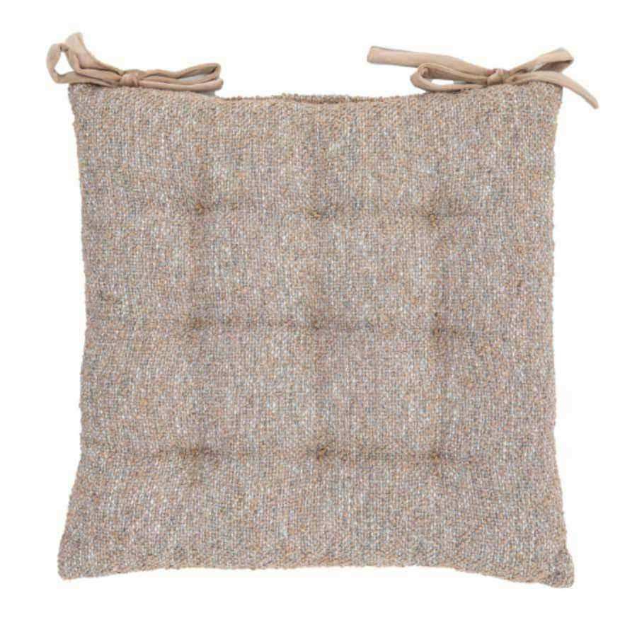 Brown Boucle Tie On Seat pad - The Farthing