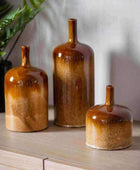 Brown Ceramic Pots Set of 3 Ornaments - The Farthing