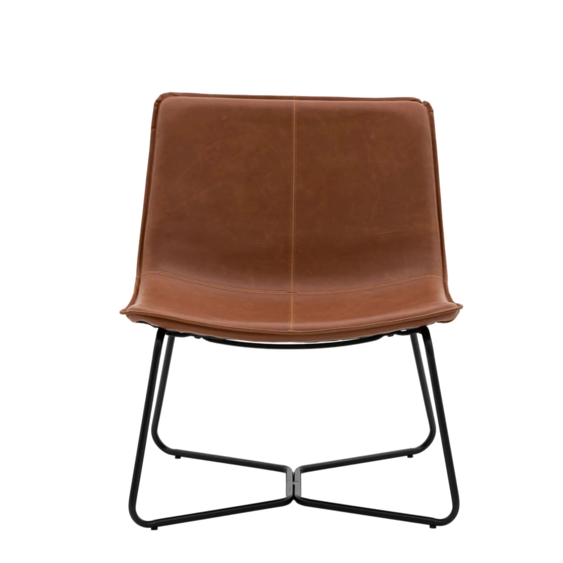 Brown Curved Seat Faux Leather Chair - The Farthing