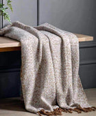 Brown Herringbone Faux Mohair Throw - The Farthing