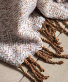 Brown Herringbone Faux Mohair Throw - The Farthing