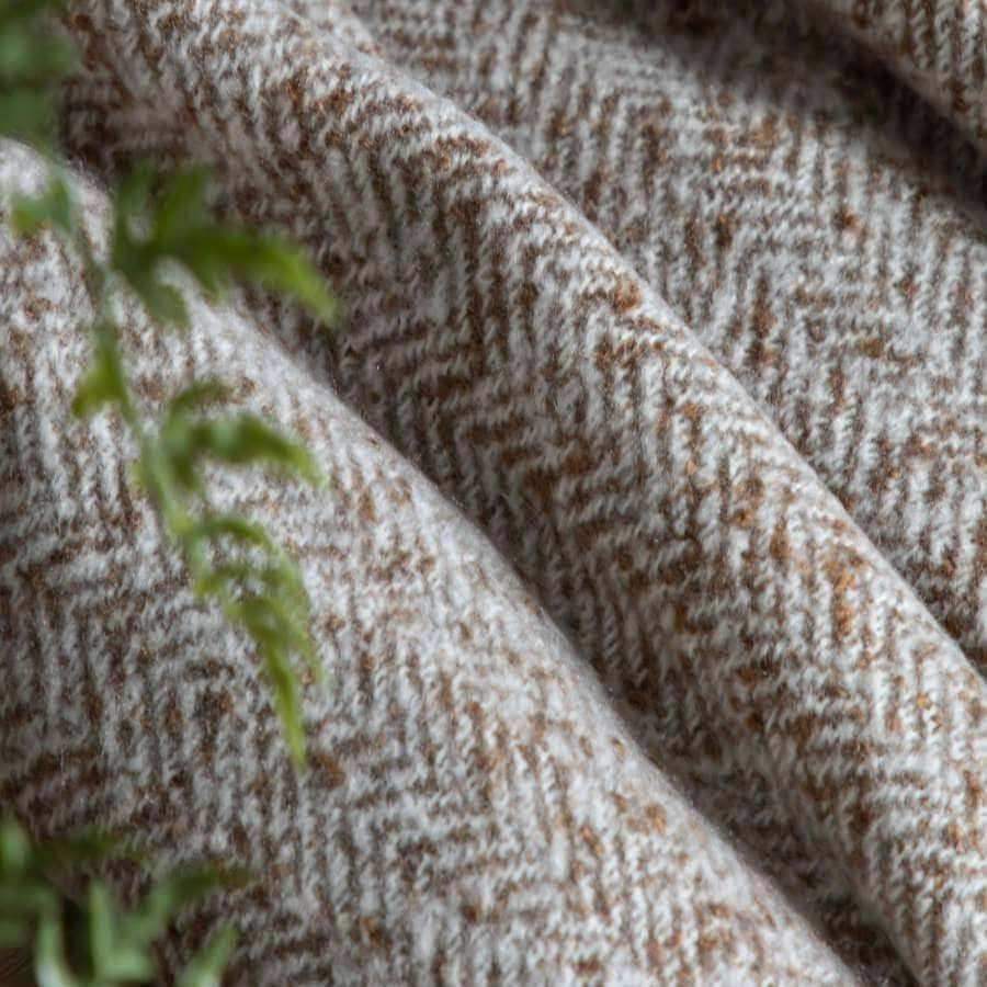 Brown Herringbone Faux Mohair Throw - The Farthing