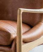 Brown Leather & Ash Wood Armchair - The Farthing