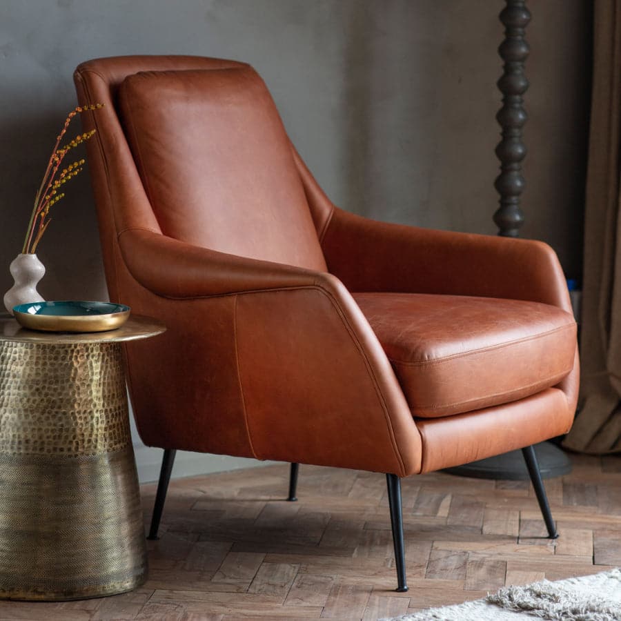 Brown Leather Armchair - The Farthing