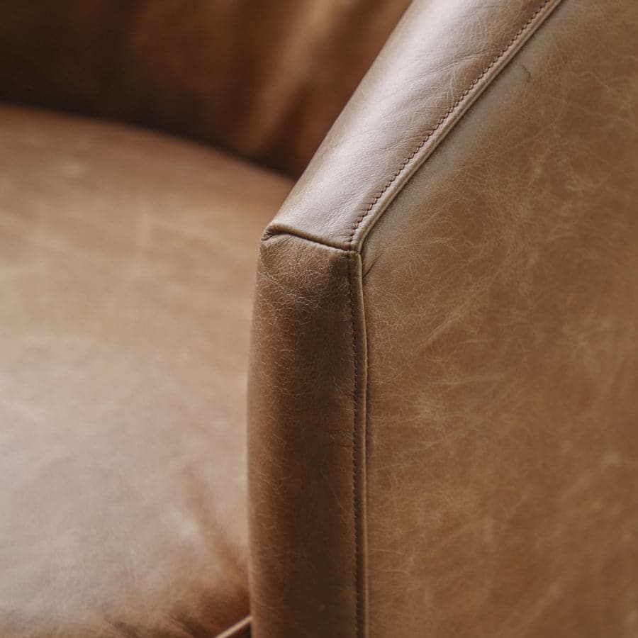 Brown Leather Armchair with Oak Legs - The Farthing